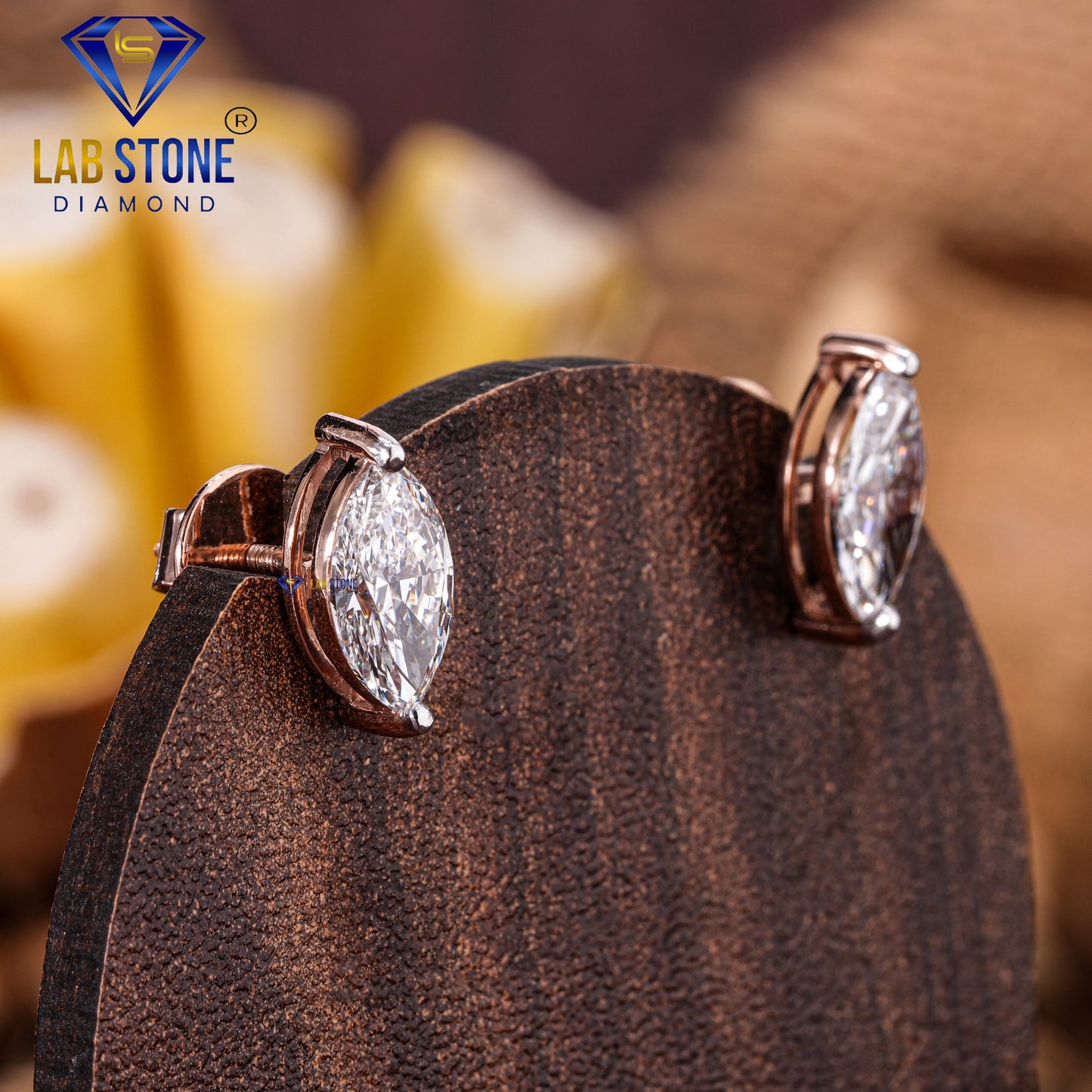 2.13 TDW Marquise Cut Diamond Solitaire Stud Earring