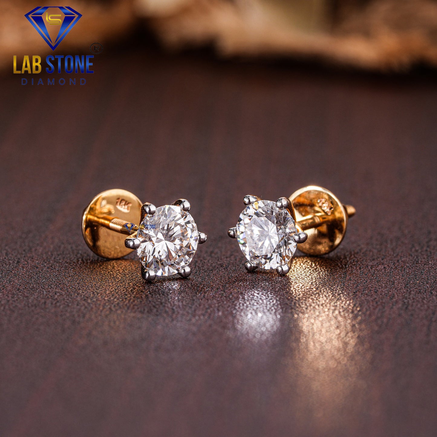 3.00 TDW Round Cut Diamond Solitaire Stud Earring