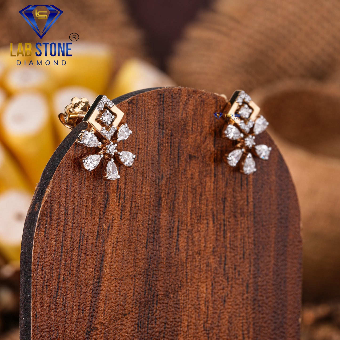 0.53 TDW Round & Pear Cut Diamond Stud Earring