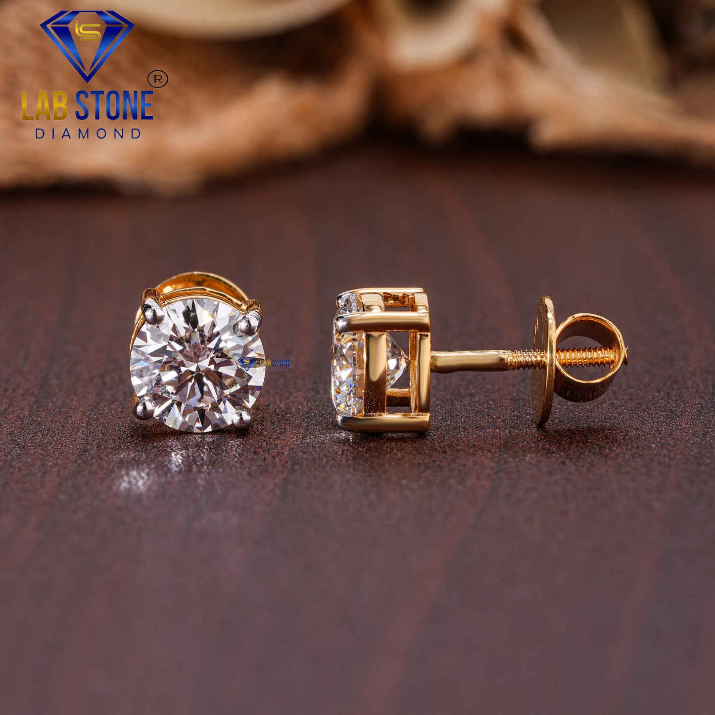 3.00 TDW Round Cut Diamond Solitaire Stud Earring