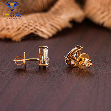 4.00 TDW Pear Cut Diamond Solitaire Stud Earring