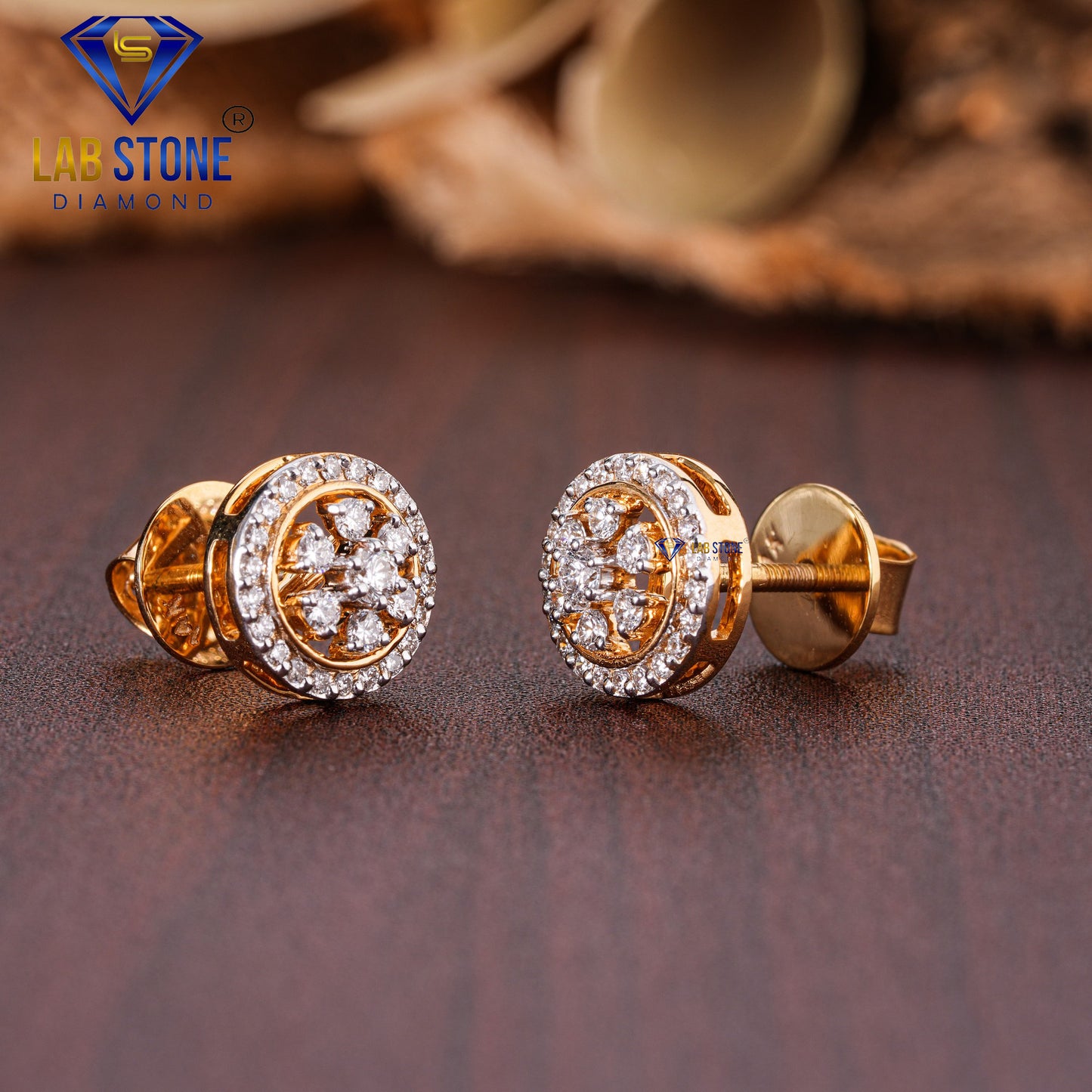 0.48 TDW Round Cut Diamond Stud Earring