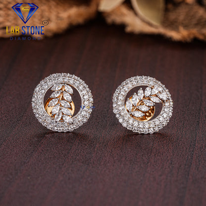 1.49 TDW Marquise & Round Cut Diamond Stud Earring