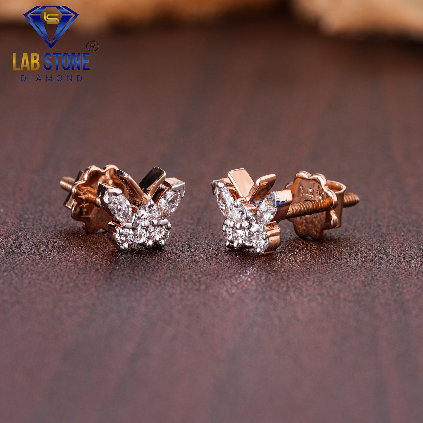 0.19 TDW  Round & Marquise Cut Diamond Stud Earring