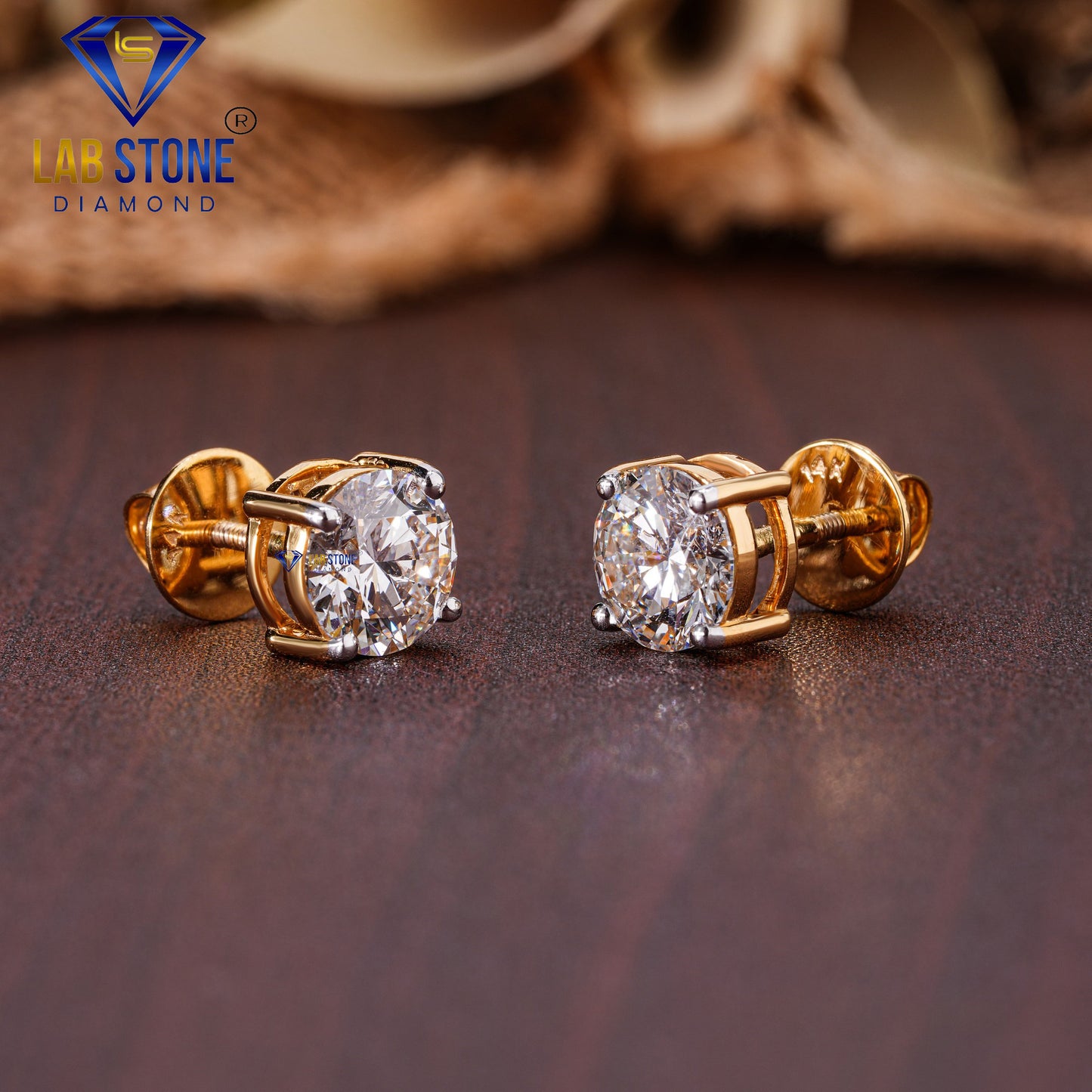 3.00 TDW Round Cut Diamond Solitaire Stud Earring