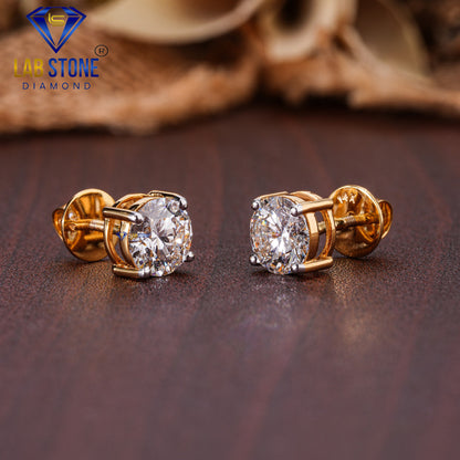 3.00 TDW Round Cut Diamond Solitaire Stud Earring