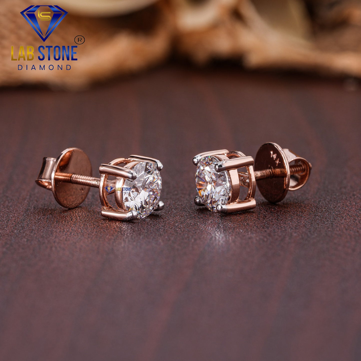 0.93 TDW Round Cut Diamond Solitaire Stud Earring
