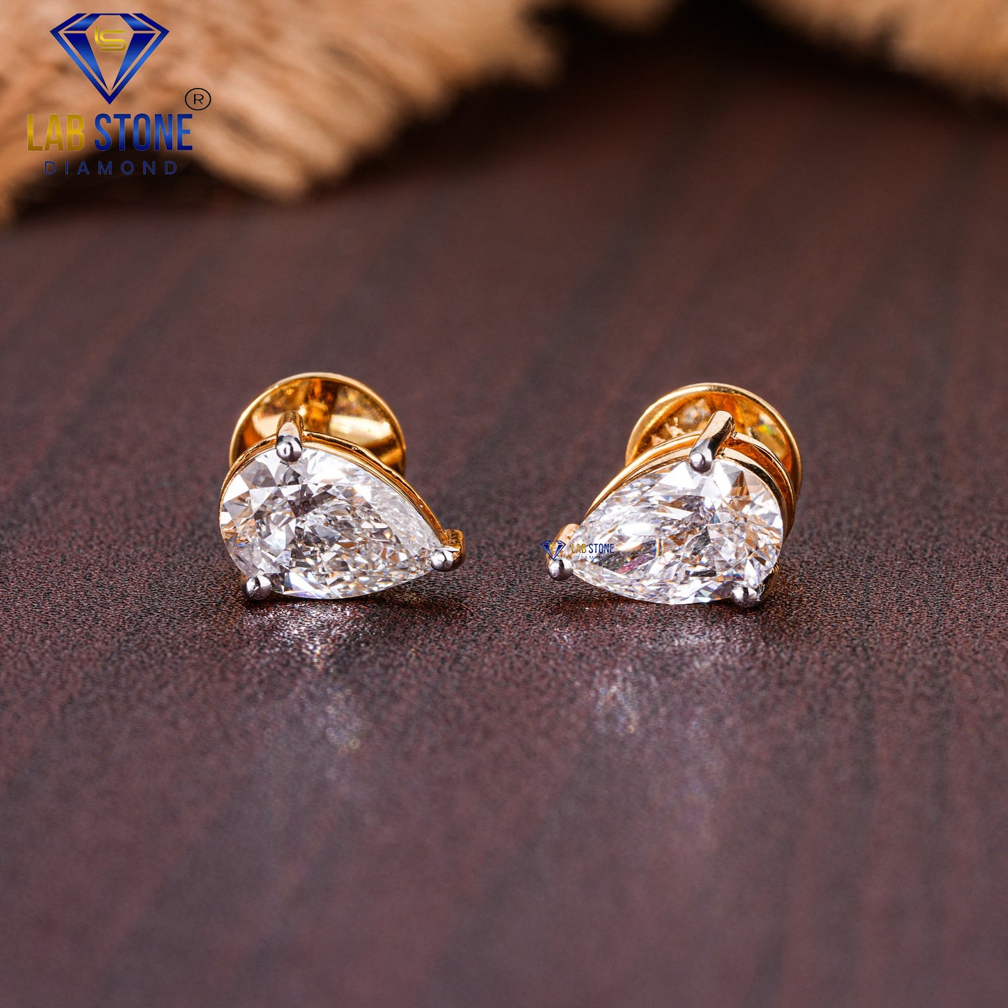 4.00 TDW Pear Cut Diamond Solitaire Stud Earring