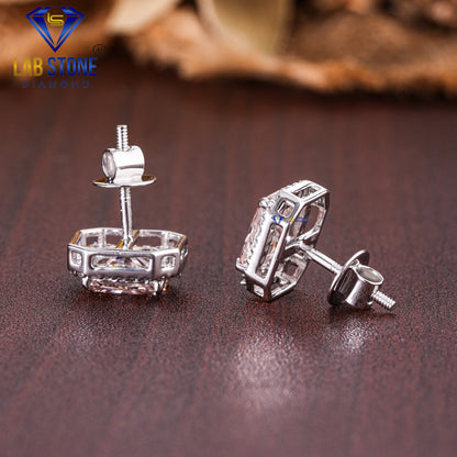 2.00 TDW Fancy Light Pink Radiant & Round Cut Diamond Stud Earring