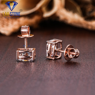 3.00 TDW Elongated Cushion Cut Diamond Solitaire Stud Earring
