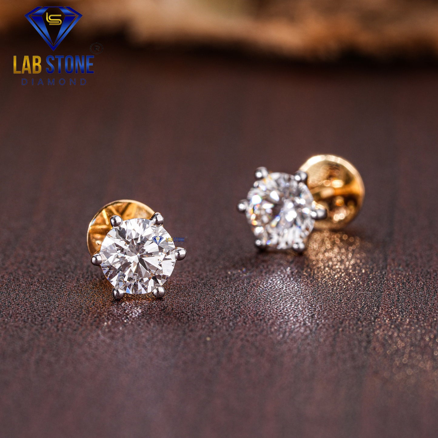 3.00 TDW Round Cut Diamond Solitaire Stud Earring