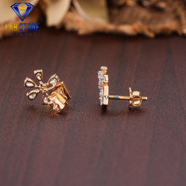 0.53 TDW Round & Pear Cut Diamond Stud Earring