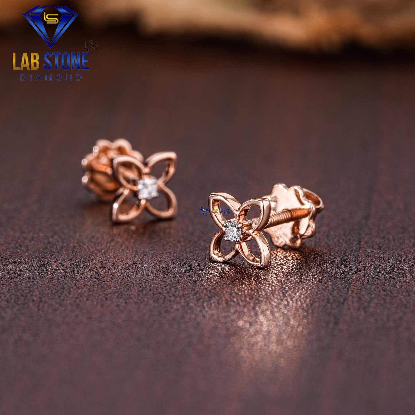 0.03 TDW Round Cut Diamond Solitaire Stud Earring