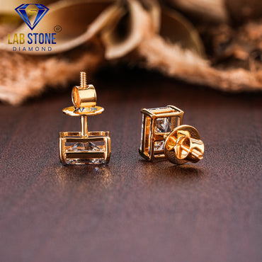 3.85 TDW Radiant Cut Diamond Solitaire Stud Earring