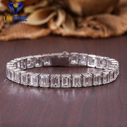 30.41 TDW Emerald Cut Diamond Tennis Bracelet