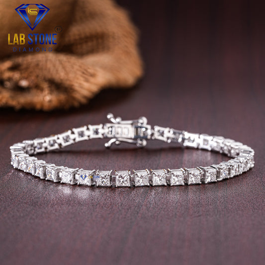 6.77 TDW Princess Cut Diamond Tennis Bracelet