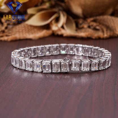 30.41 TDW Emerald Cut Diamond Tennis Bracelet