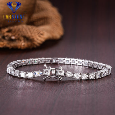 6.77 TDW Princess Cut Diamond Tennis Bracelet