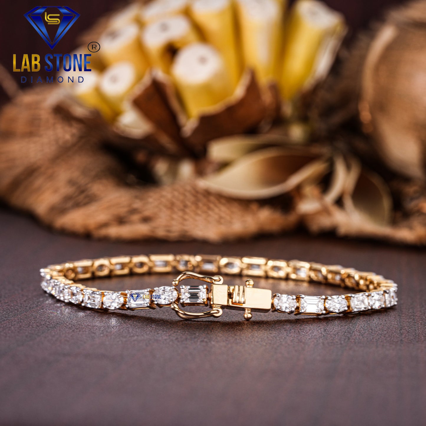 4.08 TDW Oval & Emerald Cut Diamond Tennis Bracelet