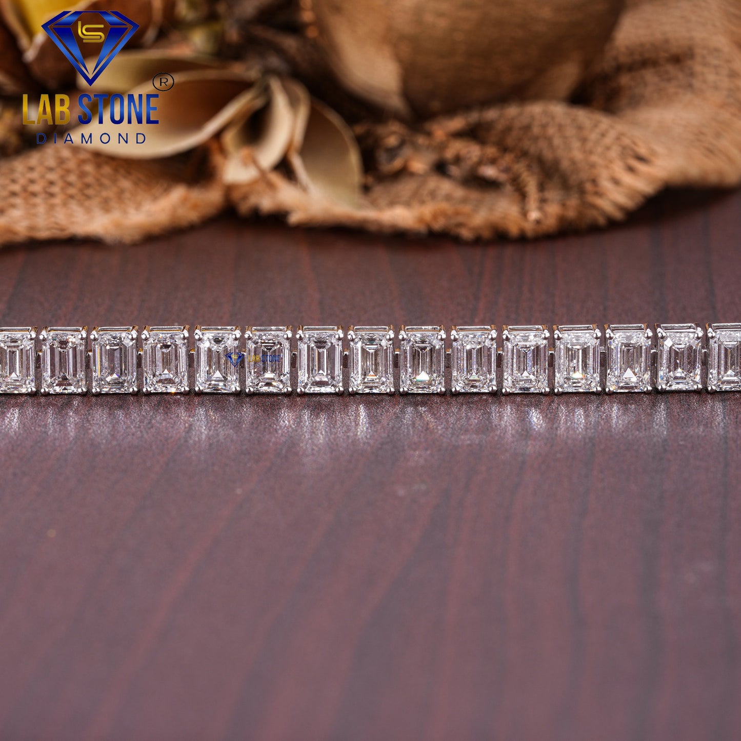30.41 TDW Emerald Cut Diamond Tennis Bracelet