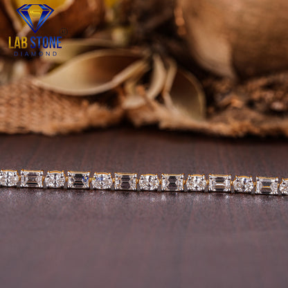 4.08 TDW Oval & Emerald Cut Diamond Tennis Bracelet