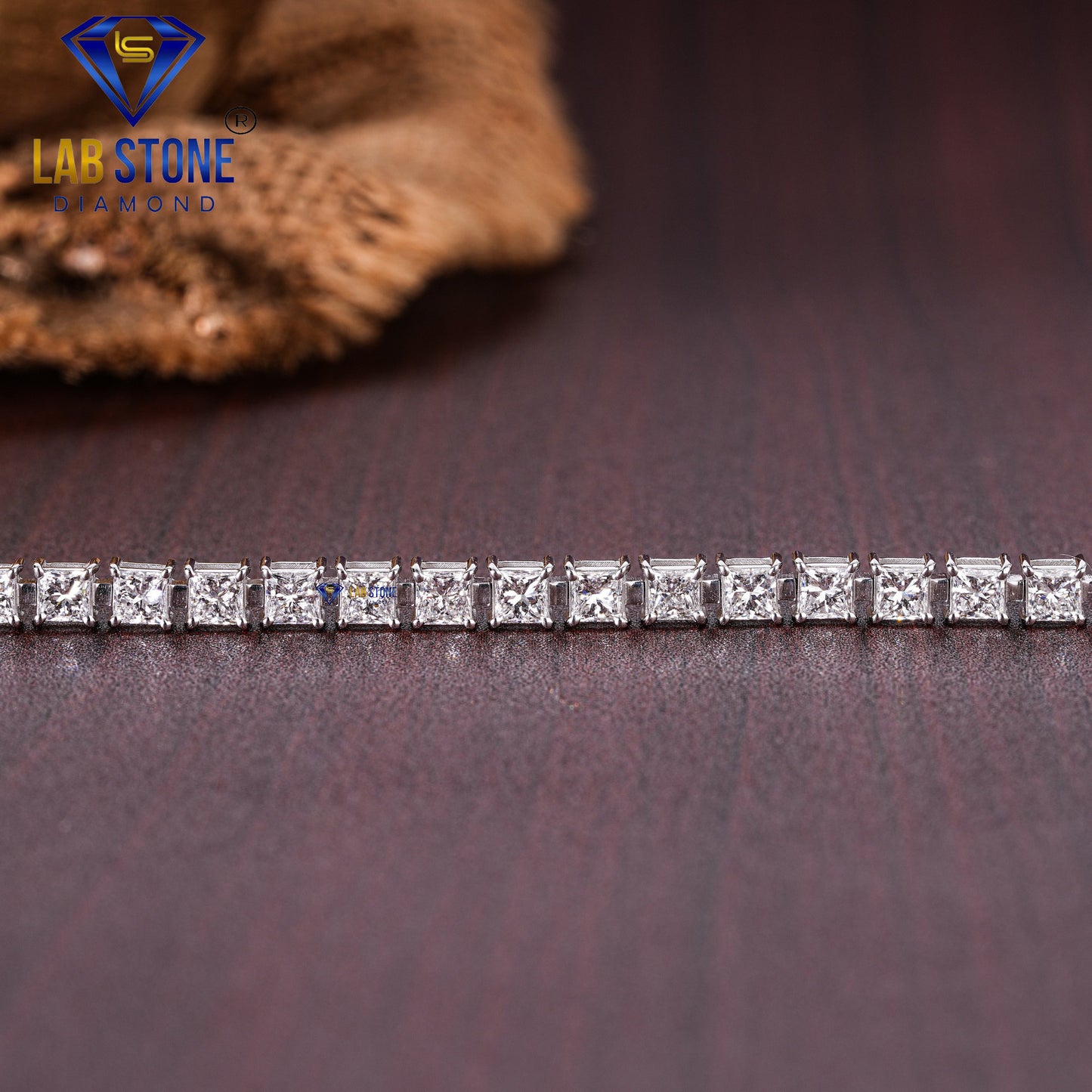 6.77 TDW Princess Cut Diamond Tennis Bracelet