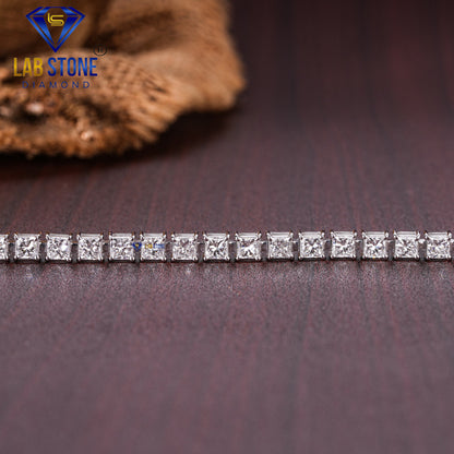 6.77 TDW Princess Cut Diamond Tennis Bracelet