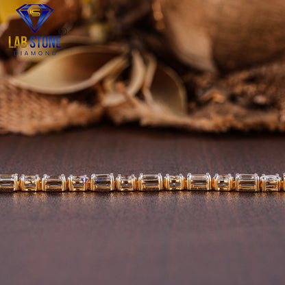 4.08 TDW Oval & Emerald Cut Diamond Tennis Bracelet