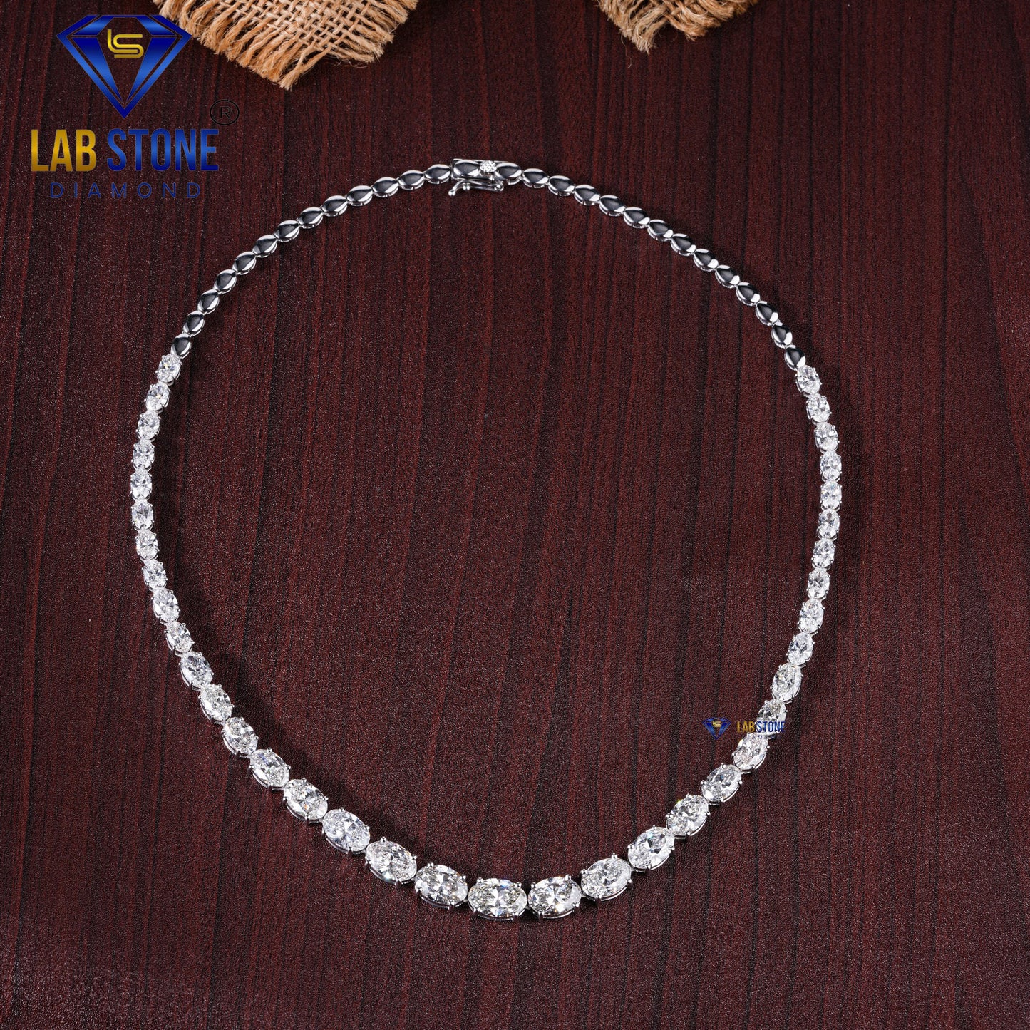 24.30 TDW Oval Cut Diamond Women’s Tennis Necklace