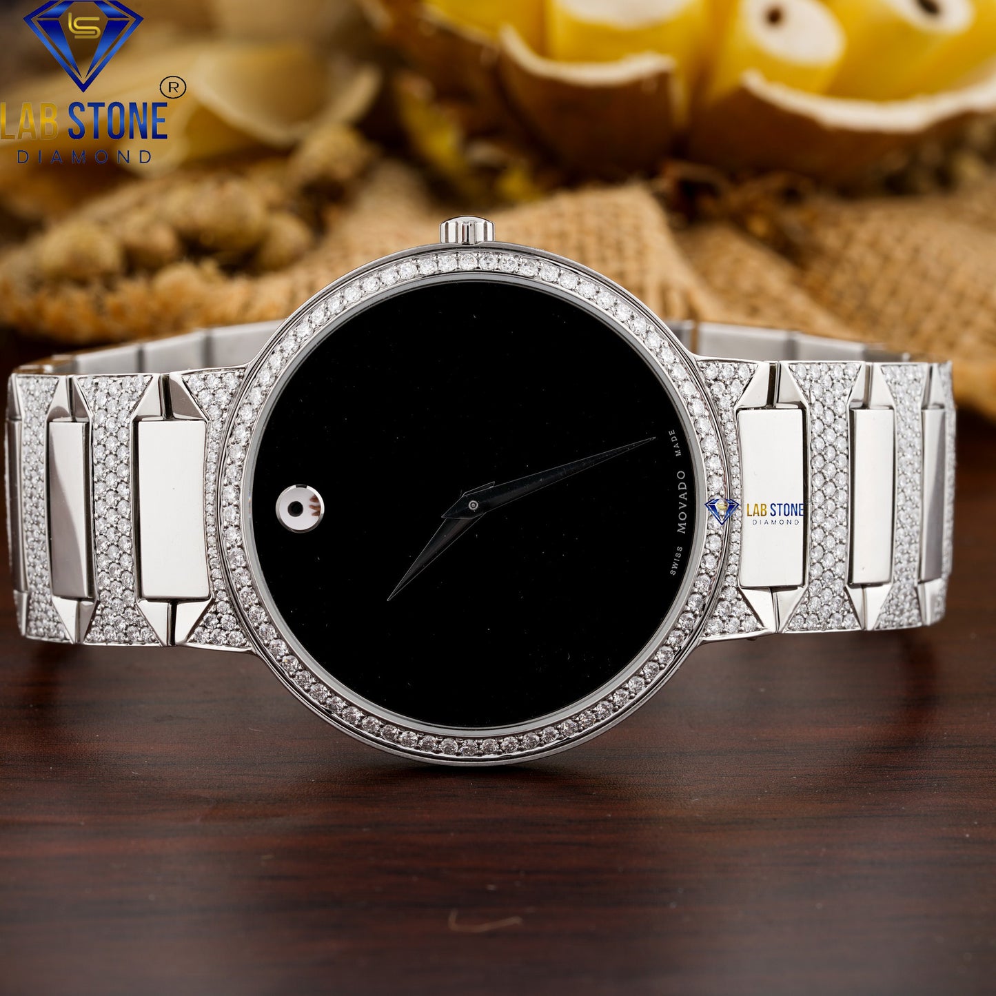 3.40 CT TDW Round Cut Diamond men's Watch