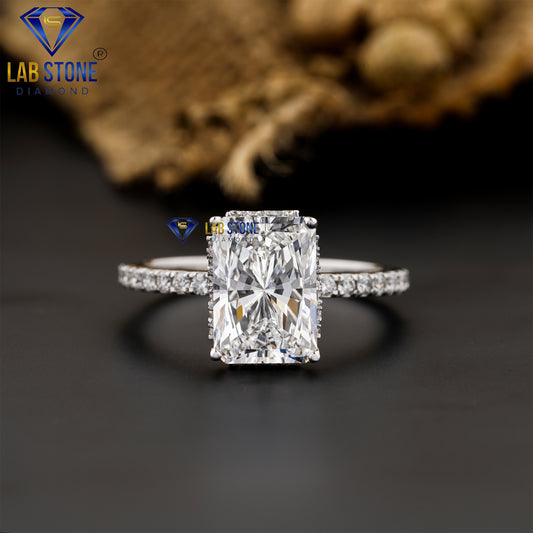 3.62 TDW Radiant & Round Cut Women's Engagement Diamond Ring