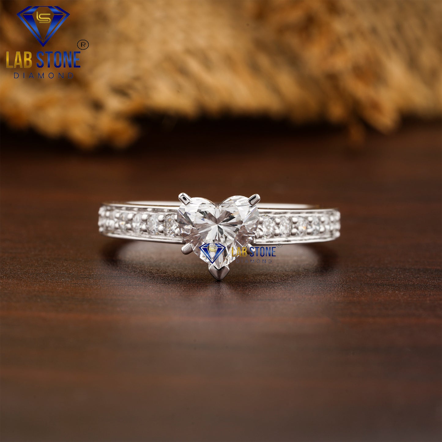 1.56 TDW Heart & Round Cut Women’s Engagement Diamond Ring