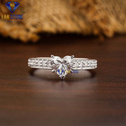 1.56 TDW Heart & Round Cut Women’s Engagement Diamond Ring