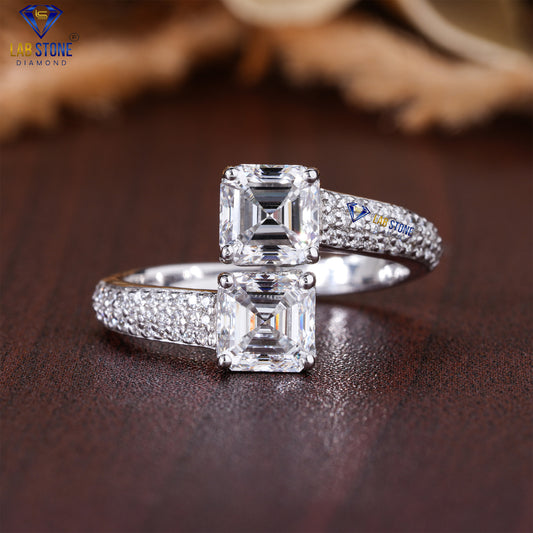 3.92 TDW Asscher & Round Cut Diamond Women's Engagement Ring