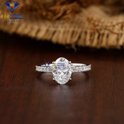 2.45 TDW Oval & Round Cut Women’s Engagement Diamond Ring