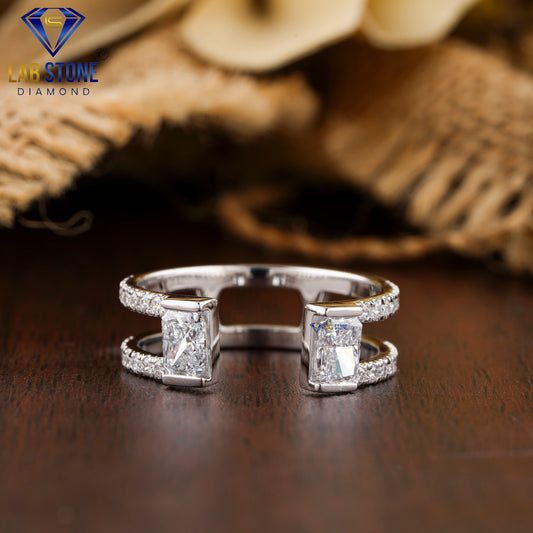 1.13 TDW Radiant & Round Cut Women’s Engagement Diamond Ring