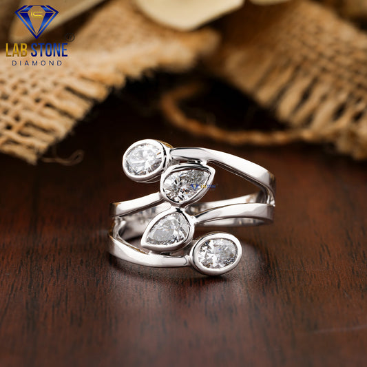 1.28 TDW Pear & Oval Cut Women’s Engagement Diamond Ring