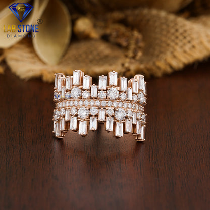 3.35 TDW Baguette & Round Cut Women’s Engagement Diamond Ring