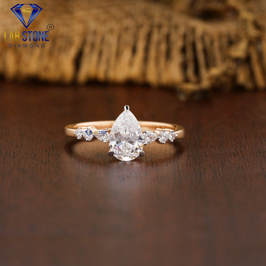 1.09 TDW Pear & Round Cut Women’s Engagement Diamond Ring