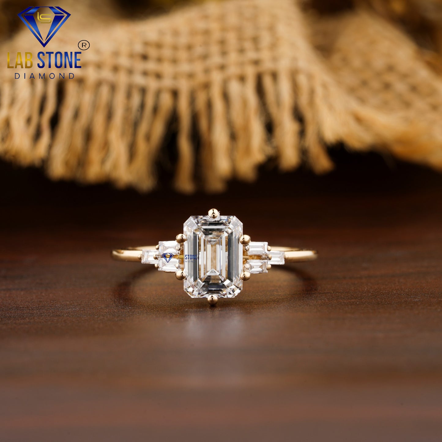 1.33 TDW Emerald & Baguette Cut Women’s Engagement Diamond Ring