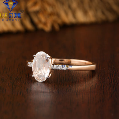 0.62 TDW Oval Rose Cut & Round Cut Diamond Women's Engagement Ring