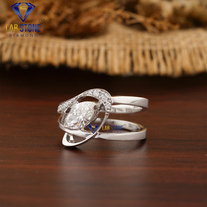 0.93 TDW Marquise & Round Cut Women's Engagement Diamond Ring