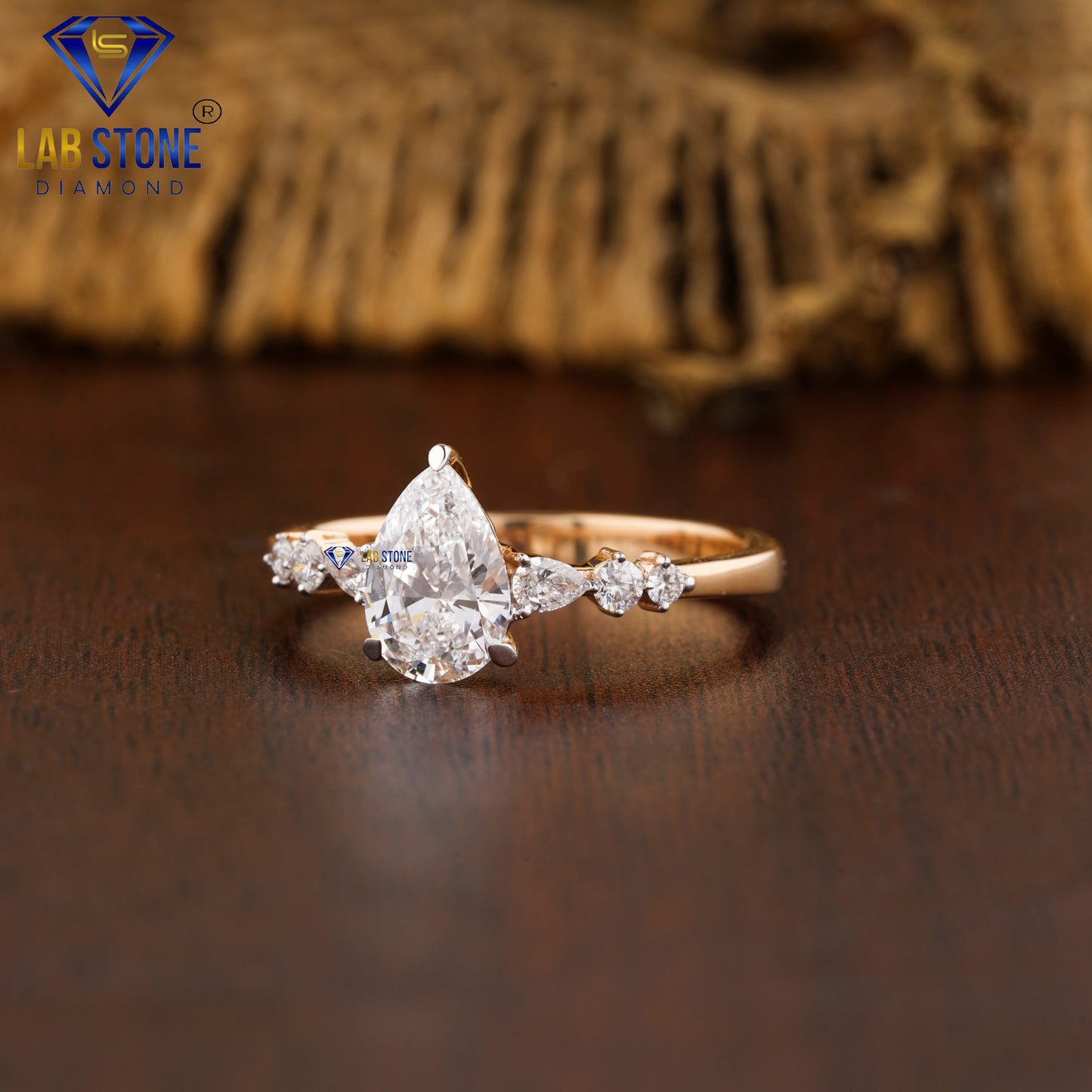 1.09 TDW Pear & Round Cut Women’s Engagement Diamond Ring