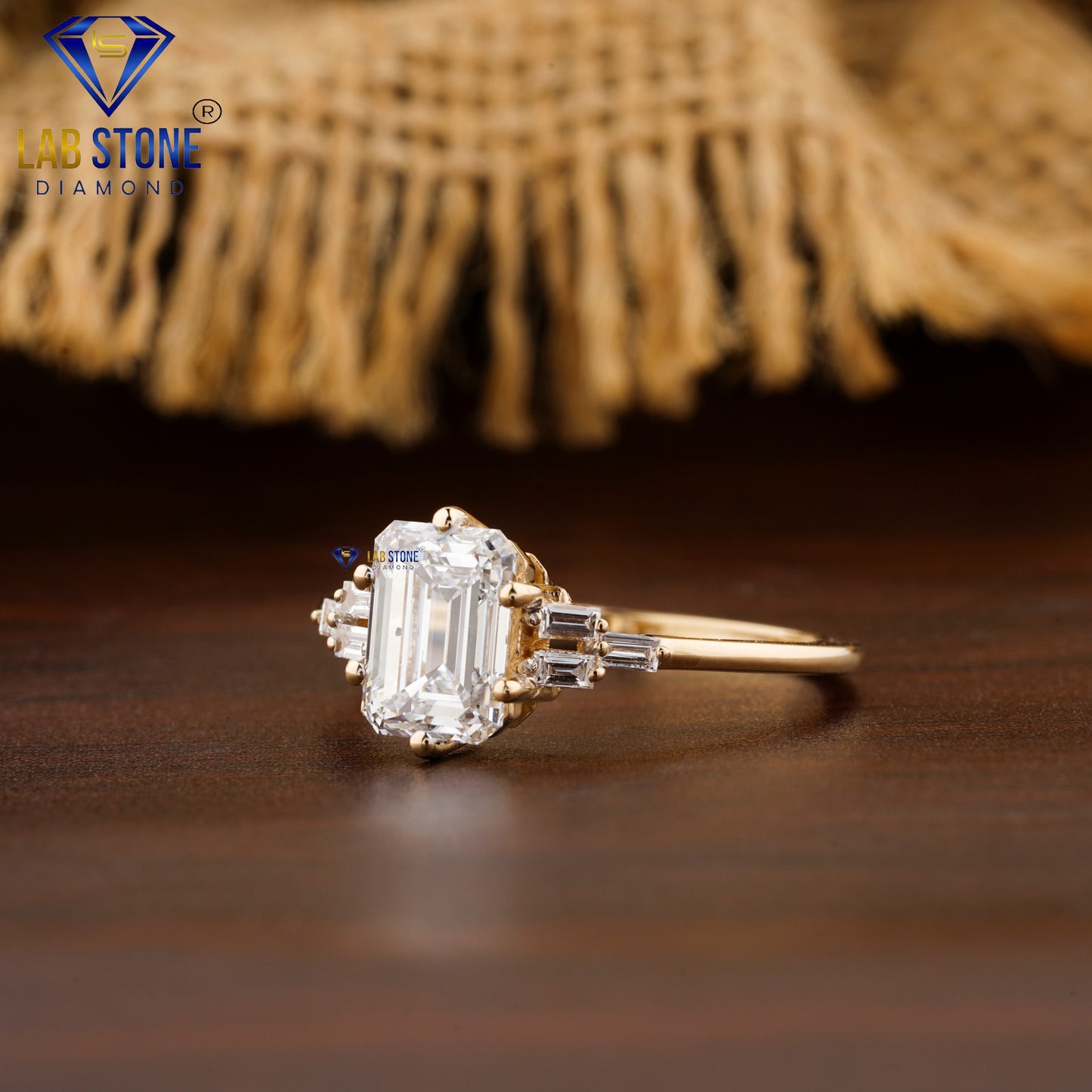 1.33 TDW Emerald & Baguette Cut Women’s Engagement Diamond Ring