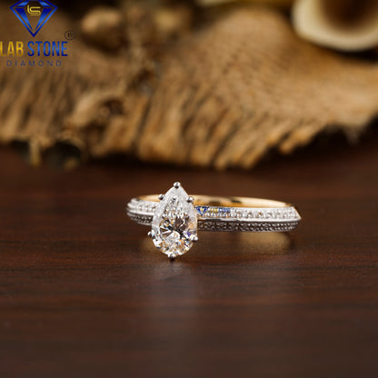0.96 TDW Pear & Round Cut Diamond Women's Ring
