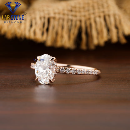 1.96 TDW Oval & Round Cut Women’s Halo Diamond Ring