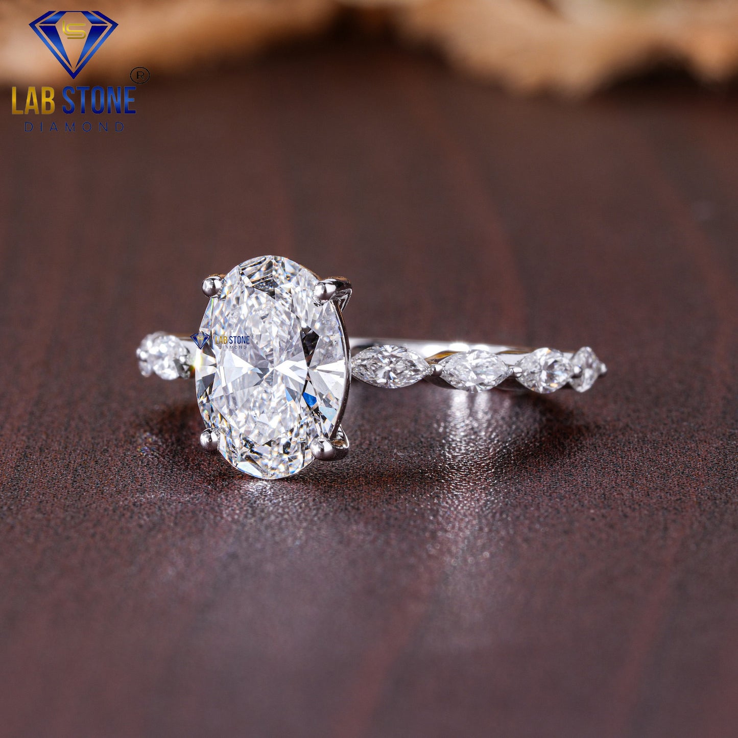 3.63 TDW Oval & Marquise Cut Diamond Women's Engagement Ring