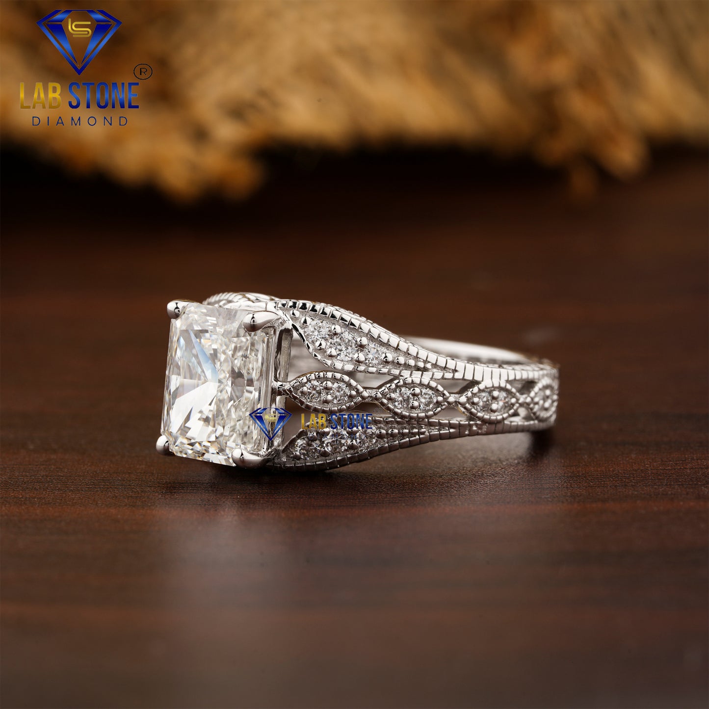 2.45 TDW Radiant & Round Cut Women’s Engagement Diamond Ring