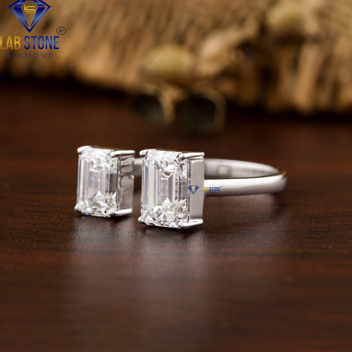 2.57 TDW Emerald Cut Diamond women's Engagement Ring