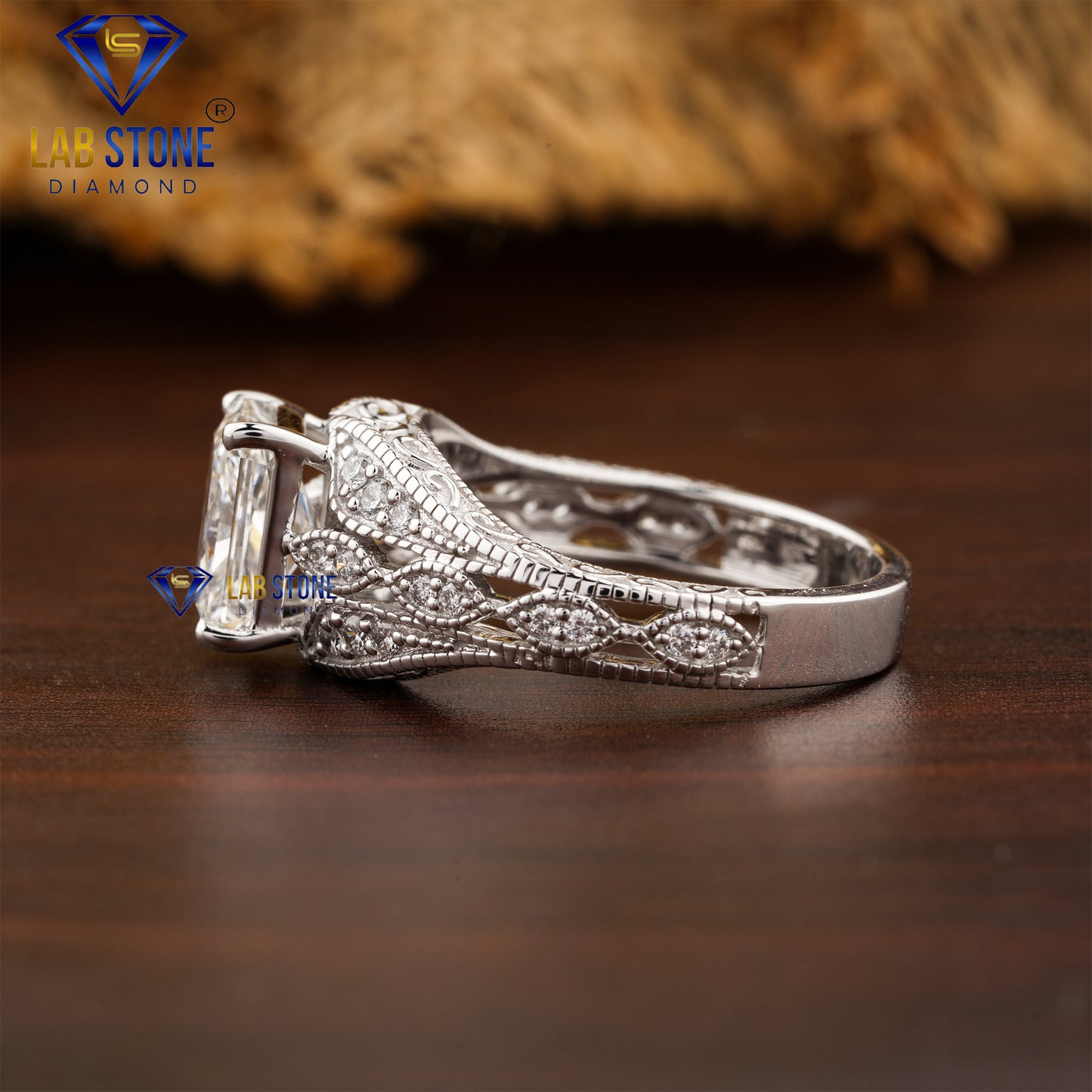 2.45 TDW Radiant & Round Cut Women’s Engagement Diamond Ring